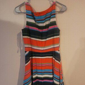 Kasper Sleeveless Fit n Flare Striped Navy Red Pink Dress Size 4